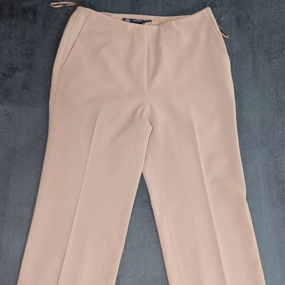 DG Donna beige Pants Womens Side Zip Trousers Cuffed Lined
